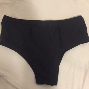 High waisted black swim bottoms